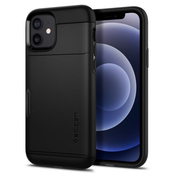 Spigen iPhone 12 Pro / iPhone 12 ile Uyumlu Kılıf Slim Armor CS Black