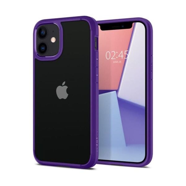 Spigen iPhone 12 Mini ile Uyumlu Kılıf Crystal Hybrid Hydrangea Purple