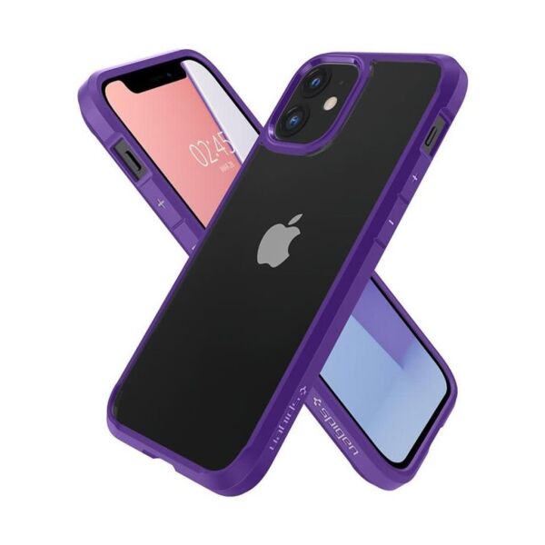 Spigen iPhone 12 Mini ile Uyumlu Kılıf Crystal Hybrid Hydrangea Purple