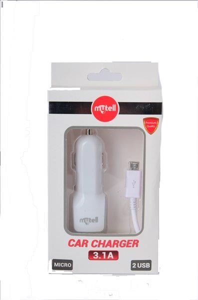 Mytell Micro 3.1 mAh 2IN1 2 USB'li Araç İçi Şarj Cihazı Beyaz CO-01