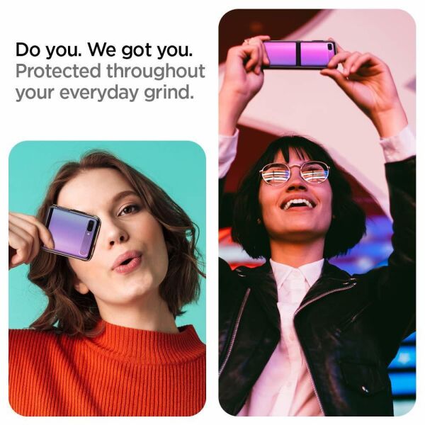 Spigen Galaxy Z Flip ile Uyumlu Kılıf Ultra Hybrid Midnight Black