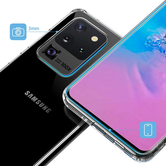 Buff Galaxy S20 Ultra ile Uyumlu Air Hybrid Kılıf Crystal Clear