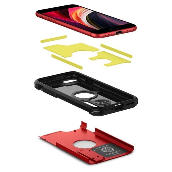 Spigen iPhone SE (2020) ile Uyumlu Kılıf Tough Armor Red