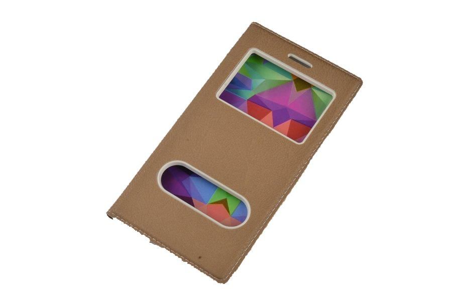 Jopus Galaxy J2 2016 ile Uyumlu Suni Deri KK-147 Kapaklı Koruma Kılıfı Gold