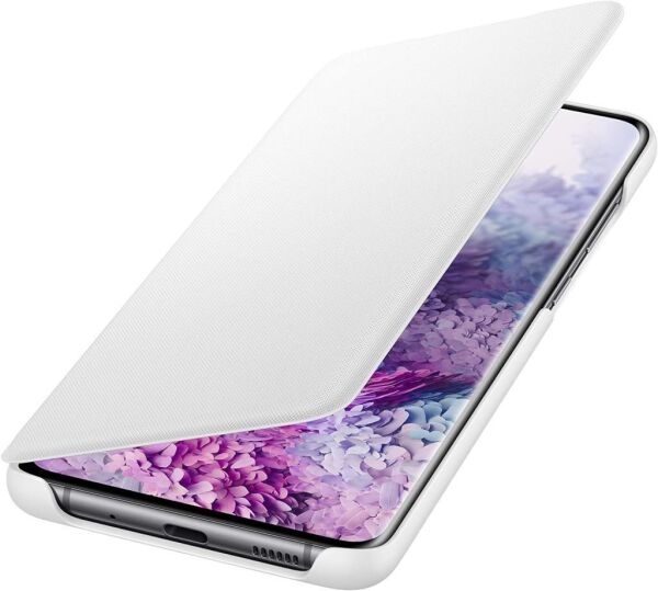 Galaxy S20 Plus ile Uyumlu LED View Kılıf Beyaz EF-NG985PWEGTR