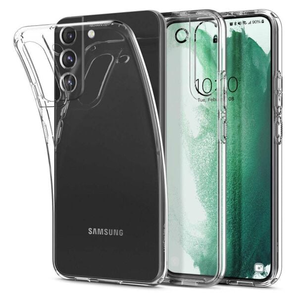 Spigen Galaxy S22 Plus 5G ile Uyumlu Kılıf Liquid Crystal 4 Tarafı Tam Koruma Crystal Clear