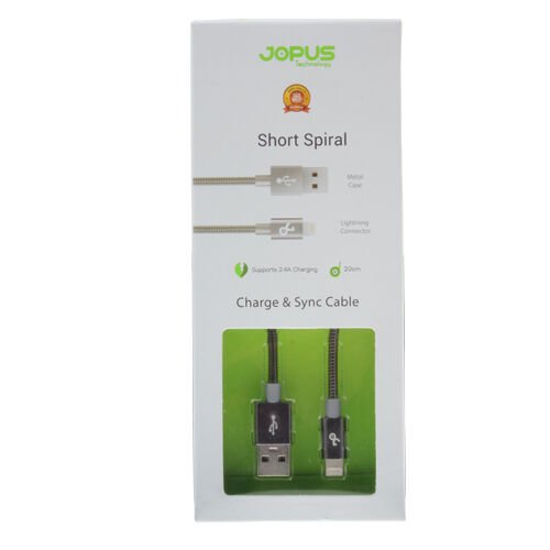 Jopus Short Spiral Lightning Data ve Şarj Kısa Kablo Füme