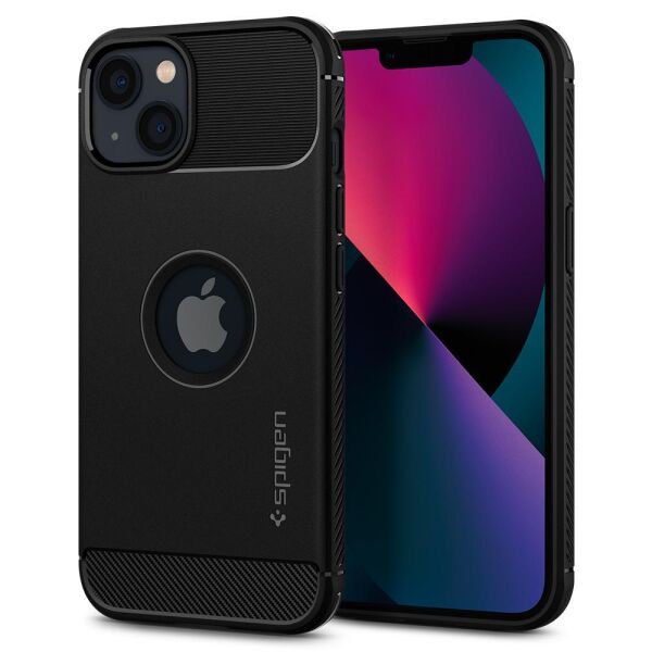 Spigen iPhone 13 Mini ile Uyumlu Kılıf Rugged Armor Matte Black