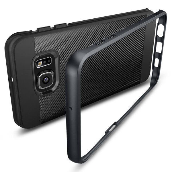 Spigen Galaxy S6 Edge Plus ile Uyumlu Kılıf Neo Hybrid Carbon Metal Slate
