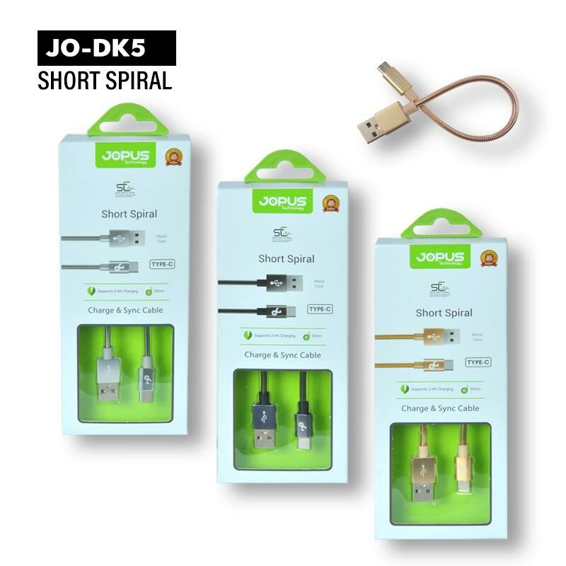 Jopus Short Spiral Type-C Data ve Şarj Kısa Kablo Gümüş