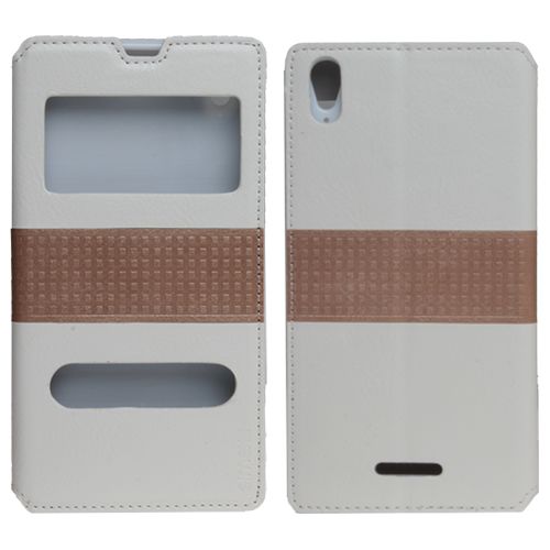 Xperia T3 ile Uyumlu Pencereli Standlı Kılıf Beyaz