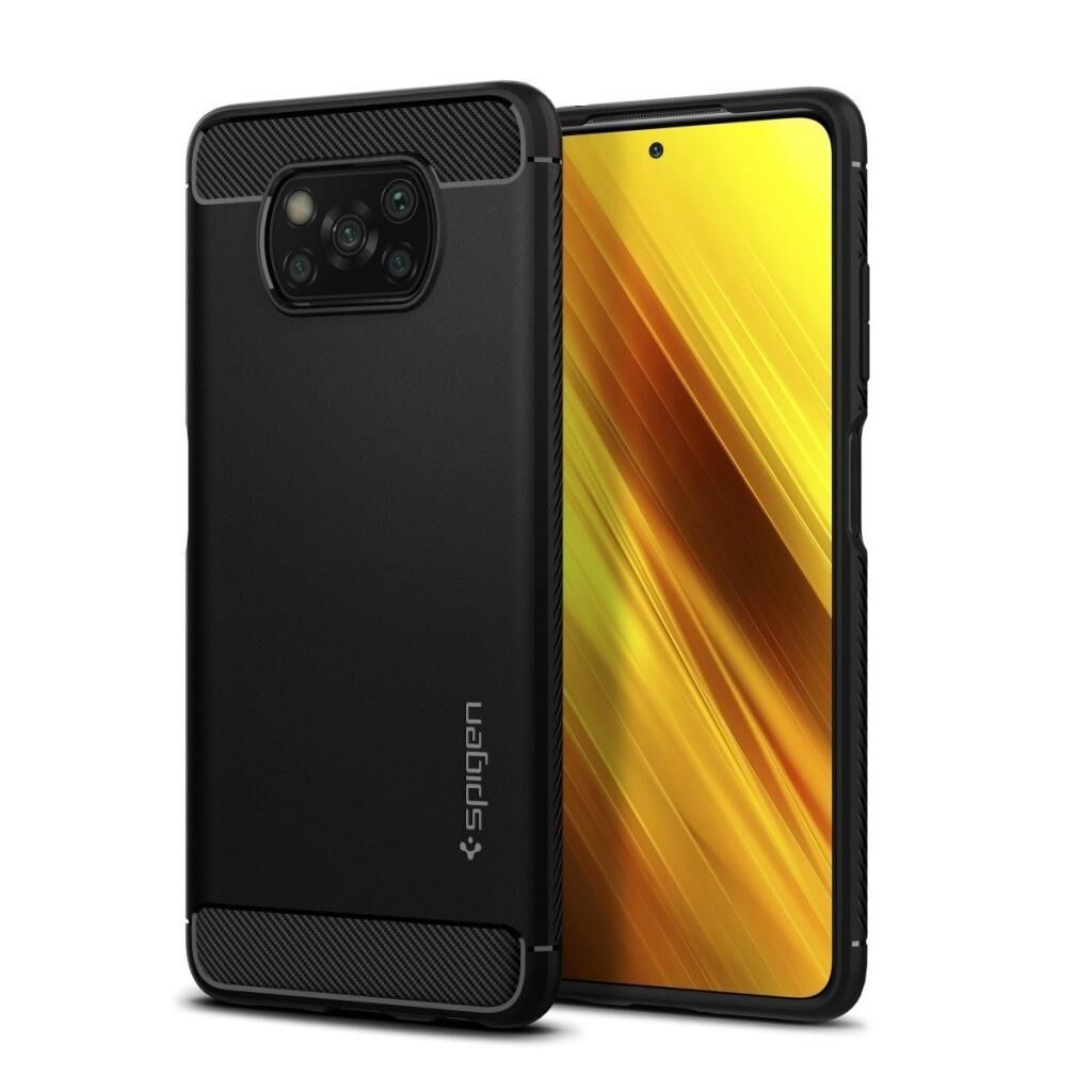 Spigen Poco X3 NFC / Poco X3 Pro ile Uyumlu Kılıf Rugged Armor Matte Black