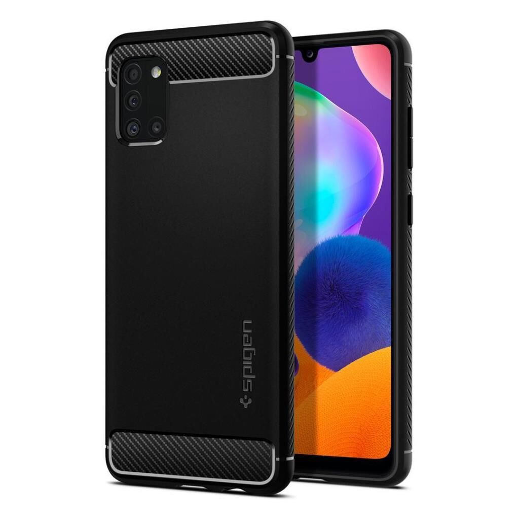 Spigen Galaxy A31 ile Uyumlu Kılıf Rugged Armor Matte Black