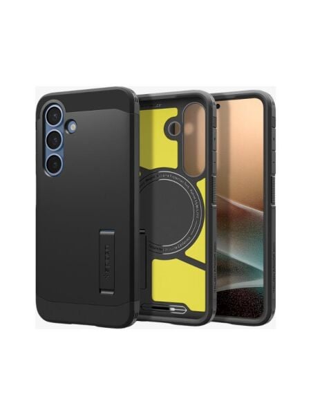 Spigen Galaxy S25 ile Uyumlu Kılıf Tough Armor Al MagFit Özellikli Kickstand Black