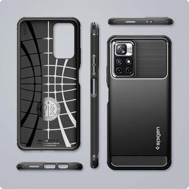 Spigen Redmi Note 11T 5G ile Uyumlu Kılıf Rugged Armor Matte Black