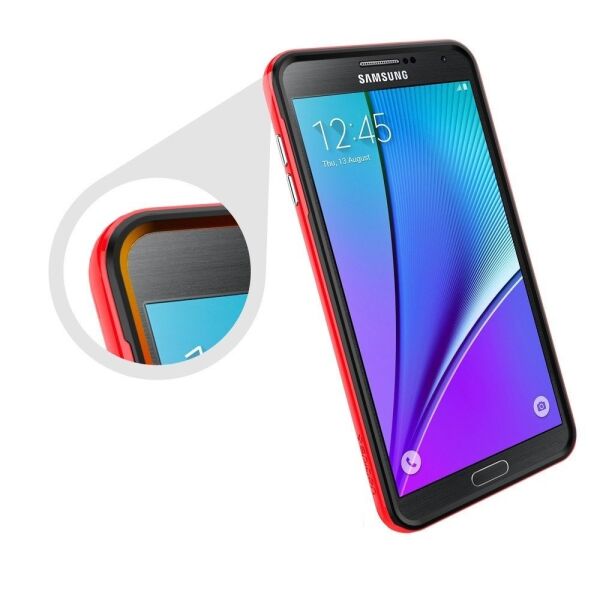 Spigen Galaxy Note 5 ile Uyumlu Kılıf Neo Hybrid Carbon Dante Red