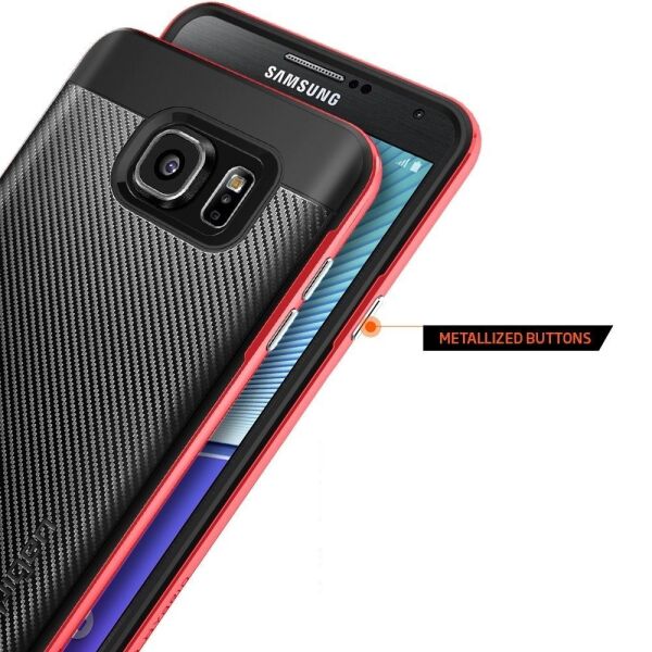 Spigen Galaxy Note 5 ile Uyumlu Kılıf Neo Hybrid Carbon Dante Red