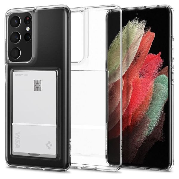 Spigen Galaxy S21 Ultra ile Uyumlu Kılıf Crystal Slot Crystal Clear
