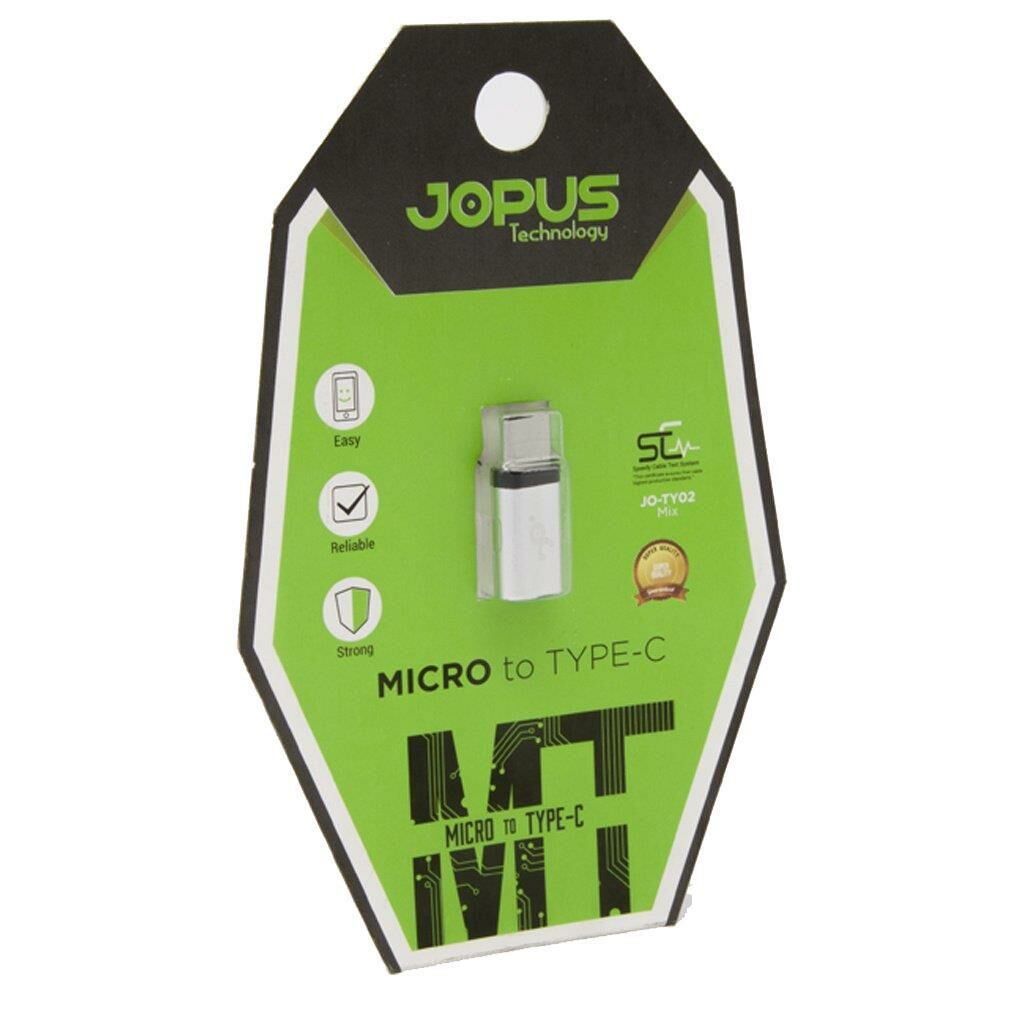 Jopus Universal Mix Çevirici Adaptör Micro'dan Type C'ye Şarj Çevirici Aparat JO-TY02-Gümüş