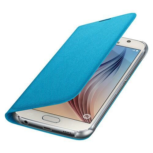 Galaxy S6 ile Uyumlu Flip Wallet (Tekstil) Açık Mavi EF-WG920BLEGWW