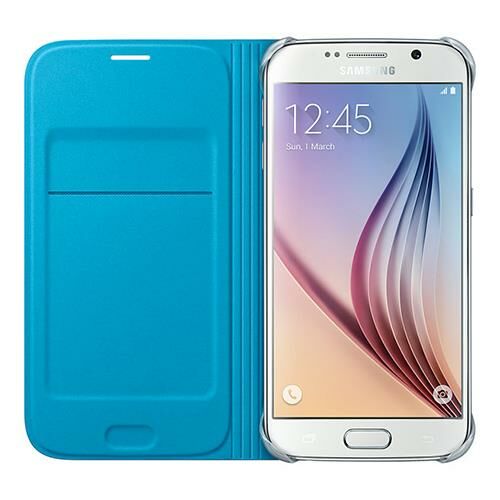 Galaxy S6 ile Uyumlu Flip Wallet (Tekstil) Açık Mavi EF-WG920BLEGWW
