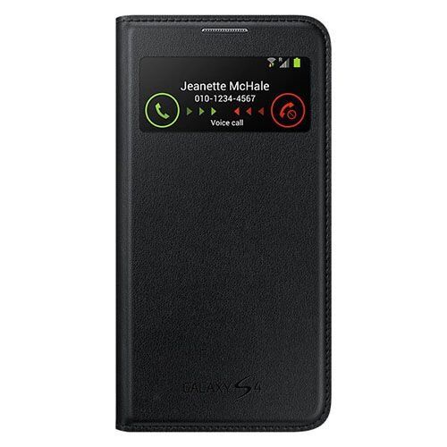 Galaxy S4 i9500 ile Uyumlu Kılıf S View Cover (Deri) Siyah EF-MI950B