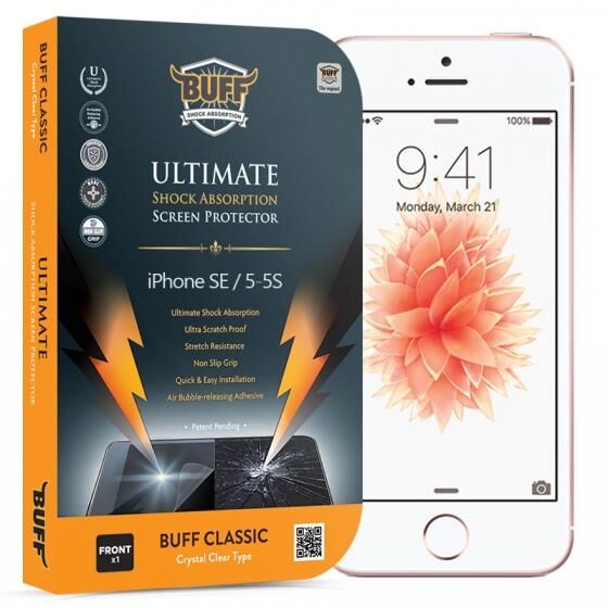 Buff iPhone 5-5S-SE ile Uyumlu Darbe Eminici Ekran Koruyucu
