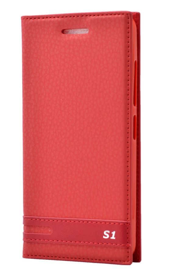Zore Vibe S1 Lite ile Uyumlu Elite Serisi Kapaklı Kılıf Kırmızı