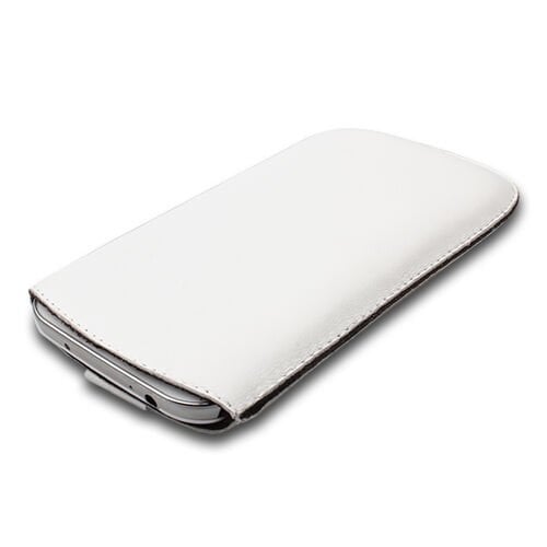 Lumia 820 ile Uyumlu Kılıf Çekmeli Gerçek Deri Beyaz