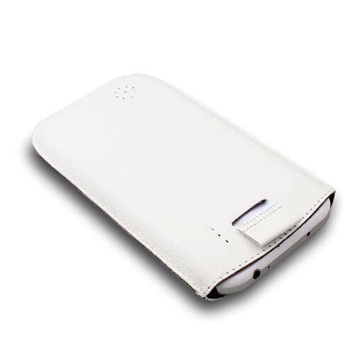 Lumia 820 ile Uyumlu Kılıf Çekmeli Gerçek Deri Beyaz
