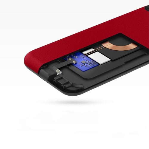 Baseus iPhone 7 / 8 Plus ile Uyumlu Manyetik Araç Tutacaklı Şarjlı Silikon Kılıf Kırmızı