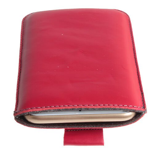 Lumia 820 ile Uyumlu Kılıf Çekmeli Gerçek Deri Kırmızı