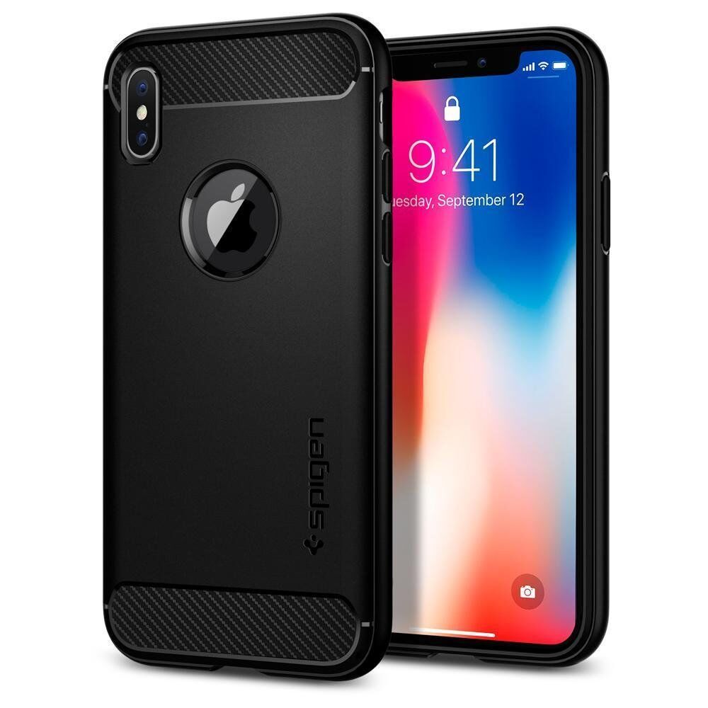 Spigen iPhone X ile Uyumlu Kılıf Rugged Armor Black
