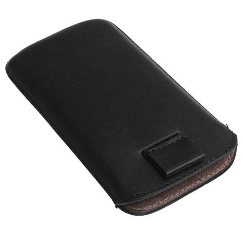 Lumia 820 ile Uyumlu Kılıf Çekmeli Gerçek Deri Siyah