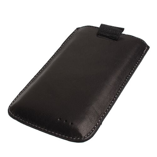 Lumia 525 ile Uyumlu Çekmeli Deri Kılıf Siyah