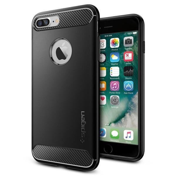 Spigen iPhone 7 Plus / 8 Plus ile Uyumlu Kılıf Rugged Armor Black