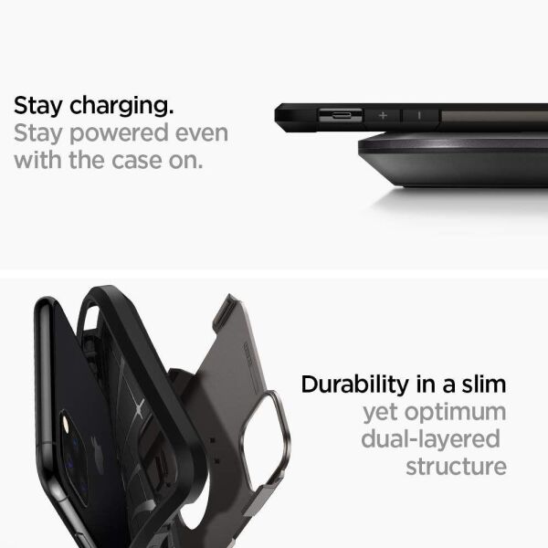Spigen iPhone 11 Pro Max ile Uyumlu Kılıf Tough Armor Gunmetal
