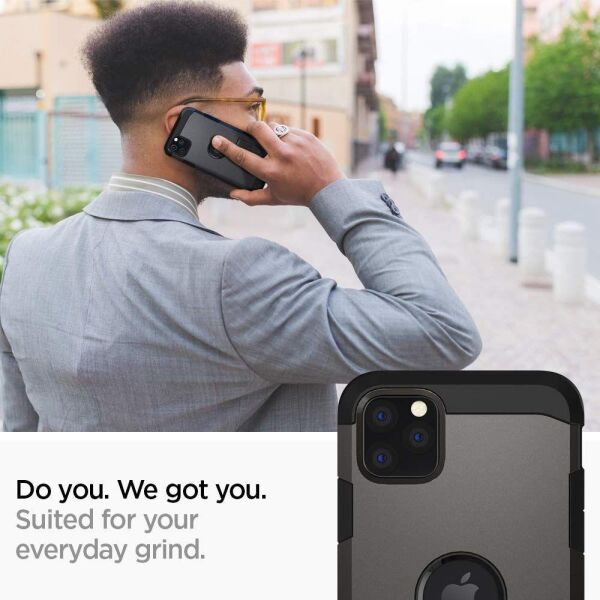 Spigen iPhone 11 Pro Max ile Uyumlu Kılıf Tough Armor Gunmetal