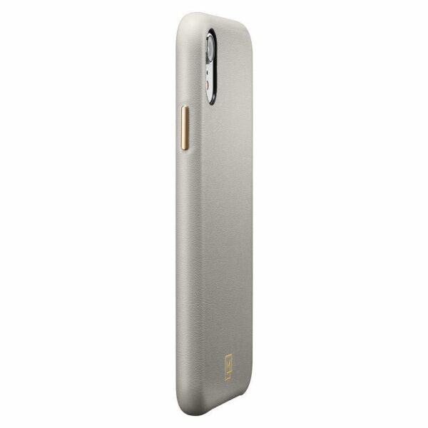Spigen iPhone XR ile Uyumlu Kılıf La Manon Câlin Premium Deri Tasarım Oatmeal Beige