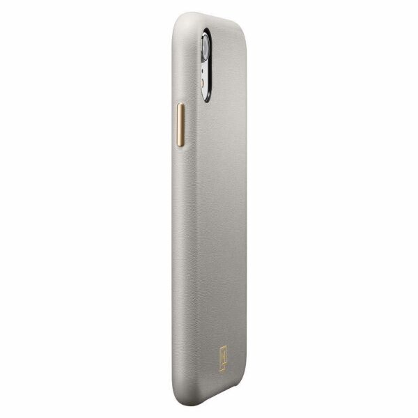 Spigen iPhone XR ile Uyumlu Kılıf La Manon Câlin Premium Deri Tasarım Oatmeal Beige