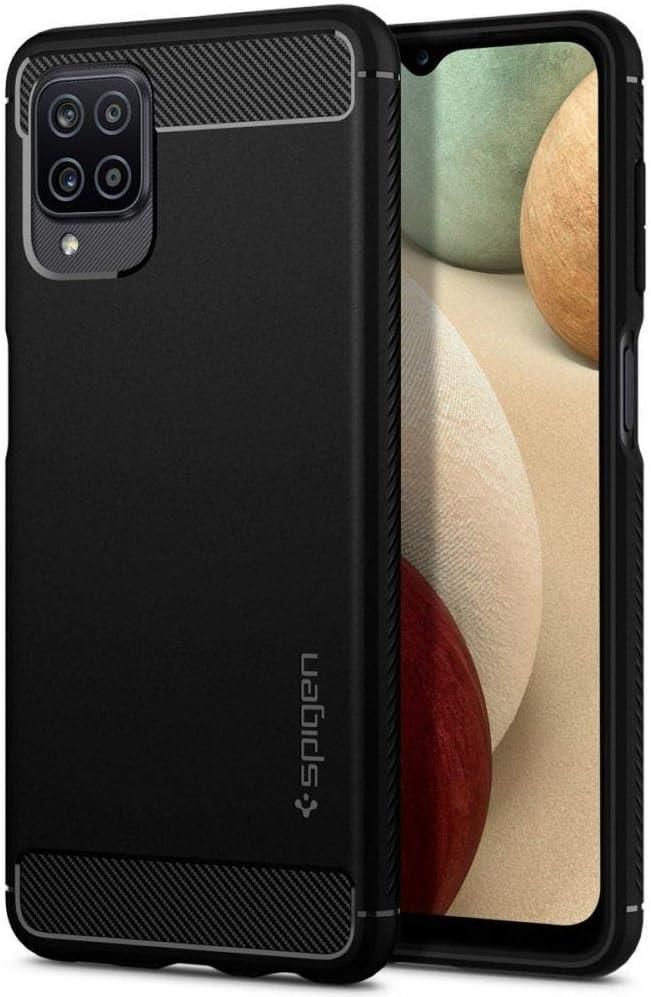 Spigen Galaxy A12 ile Uyumlu Kılıf Rugged Armor Matte Black