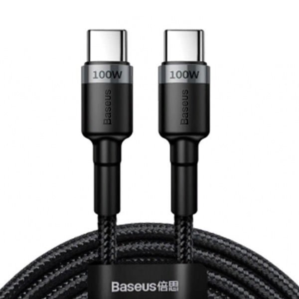 Baseus Cafule Type C To Type C 5A 100W Şarj Kablosu 2M Siyah CATKLF-ALG1