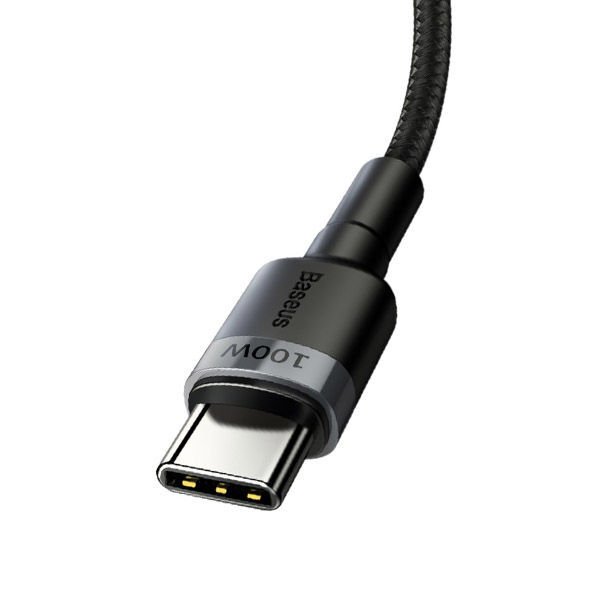 Baseus Cafule Type C To Type C 5A 100W Şarj Kablosu 2M Siyah CATKLF-ALG1