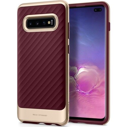 Spigen Galaxy S10 Plus ile Uyumlu Kılıf Neo Hybrid Burgundy