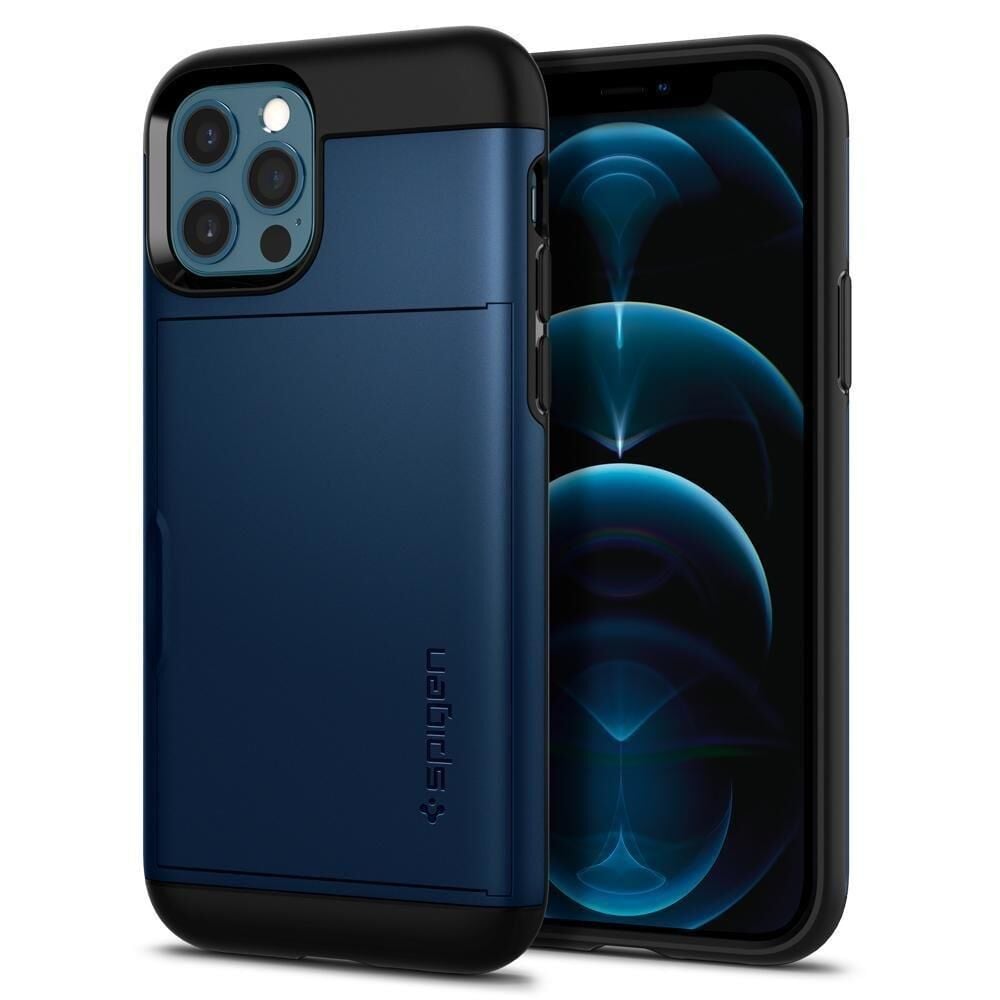 Spigen iPhone 12 Pro / iPhone 12 ile Uyumlu Kılıf Slim Armor CS Navy Blue
