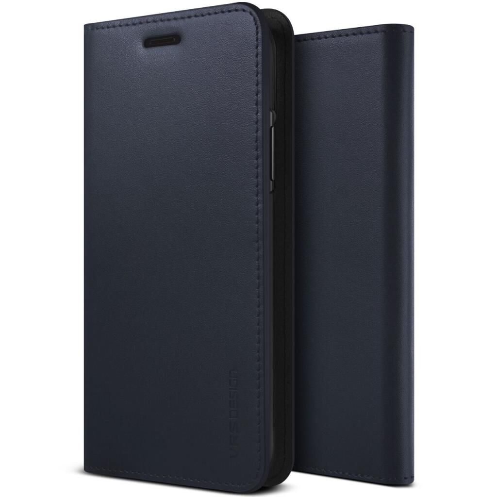 VRS Design İPhone X ile Uyumlu Genuine Leather Kılıf Navy