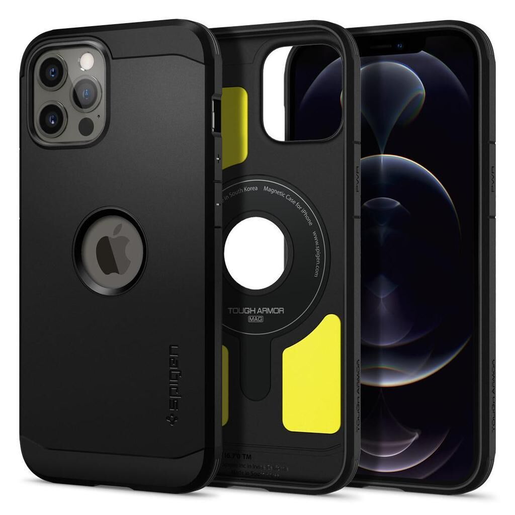 Spigen iPhone 12 Pro Max ile Uyumlu Kılıf Tough Armor Mag (MagSafe Uyumlu) Black