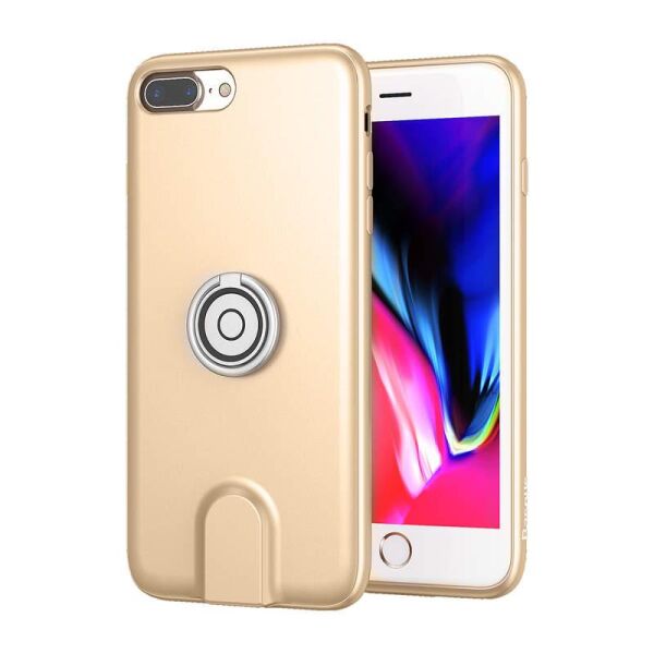 Baseus iPhone 7 / 8 Plus ile Uyumlu Manyetik Araç Tutacaklı Şarjlı Kılıf Gold