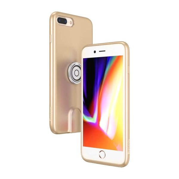 Baseus iPhone 7 / 8 Plus ile Uyumlu Manyetik Araç Tutacaklı Şarjlı Kılıf Gold