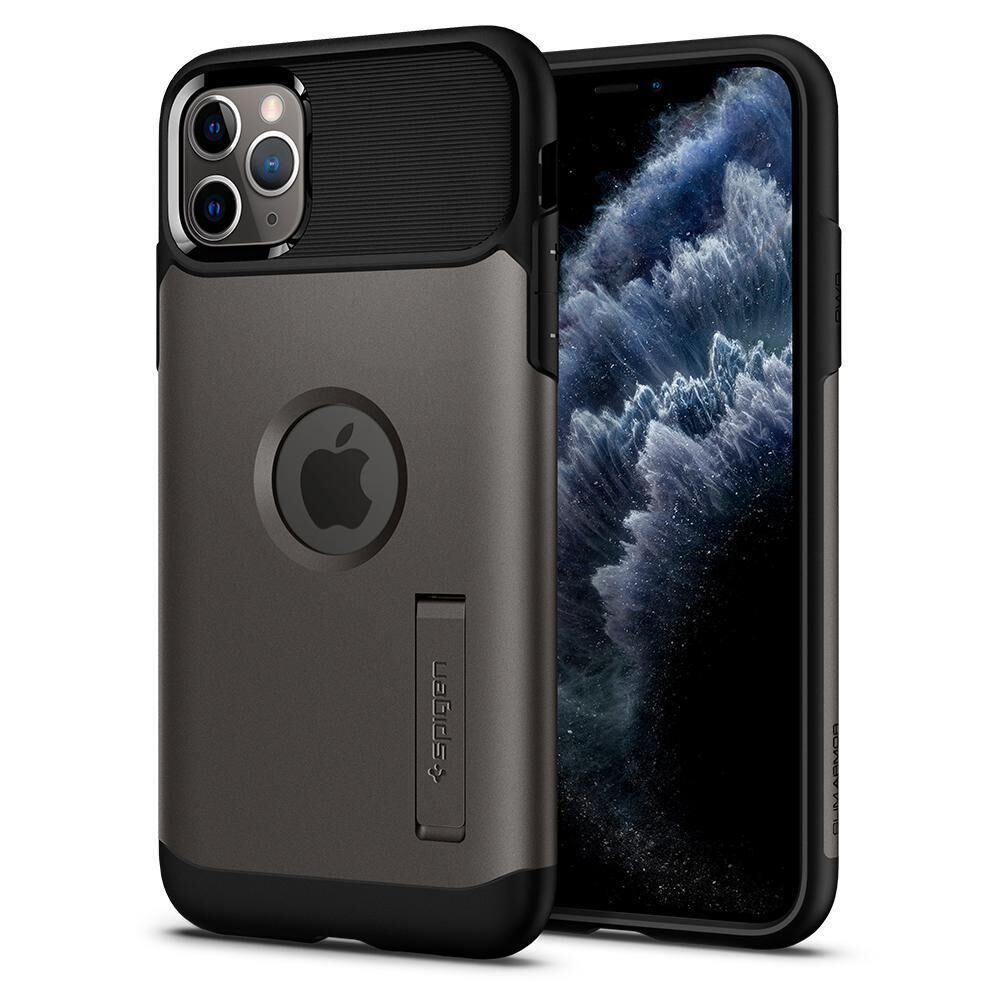 Spigen iPhone 11 Pro Max ile Uyumlu Kılıf Slim Armor Gunmetal
